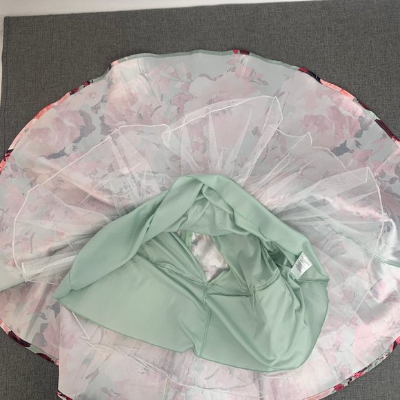 Jodi Kristopher Formal Elegant Floral Skirt Pleated Flared Puffy Skirt Pink 9 - Picture 10 of 13